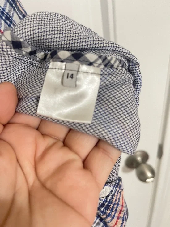 Teija Plaid Asymmetric Midi Skirt in Blue and Red size 14 - Picture 9 of 9